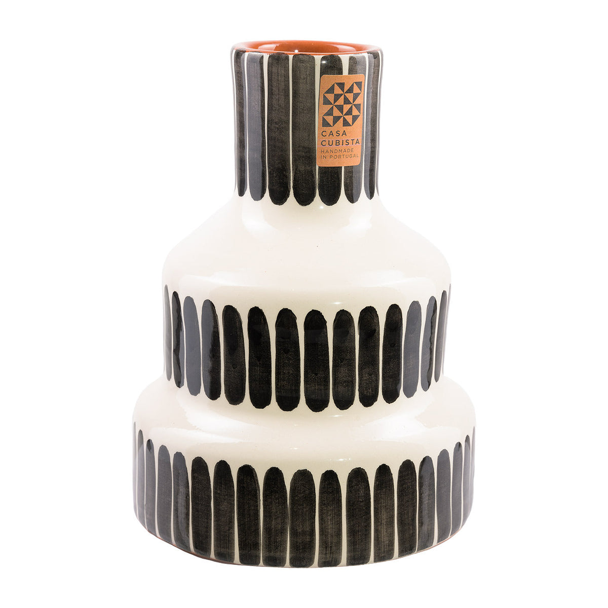 Casa Cubista Keramik Stufen Vase schwarz-weiß