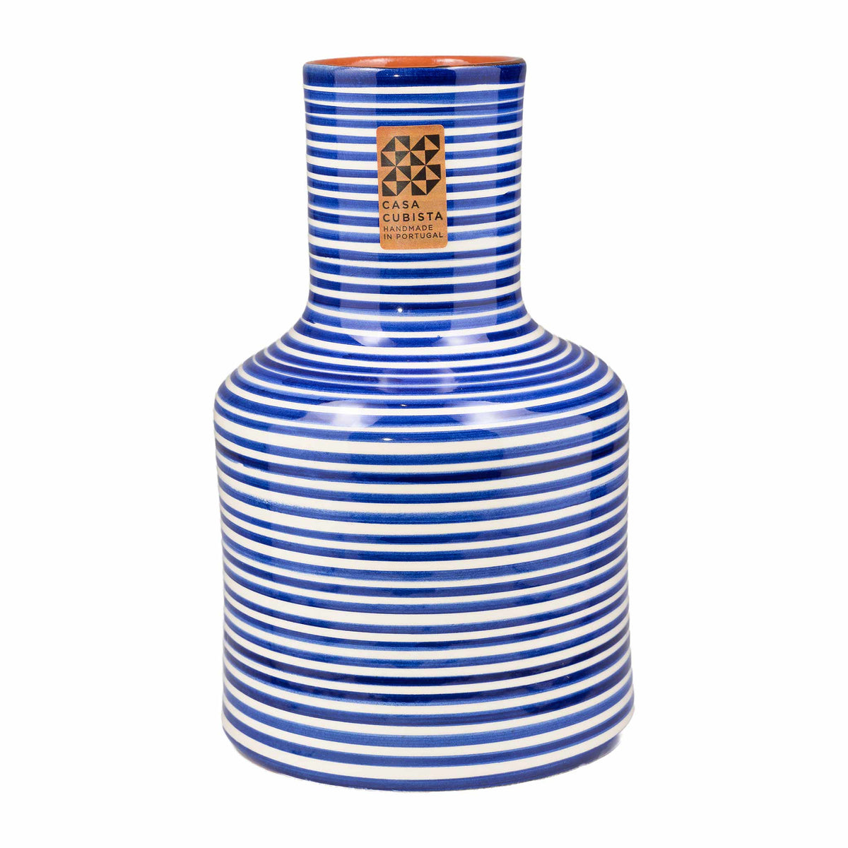 Casa Cubista Keramik Vase fine stripes blue
