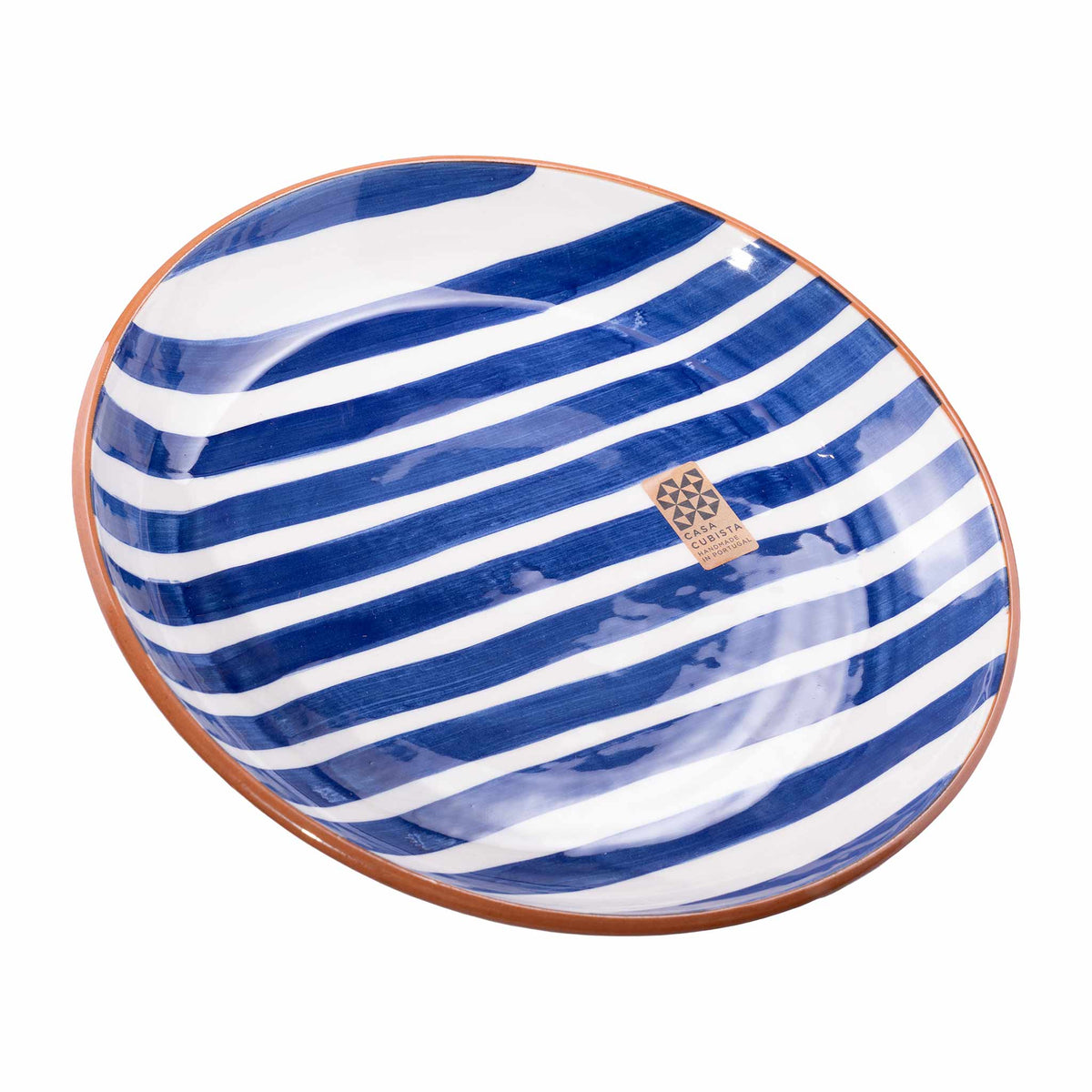 Keramikschale groß bold stripes blue