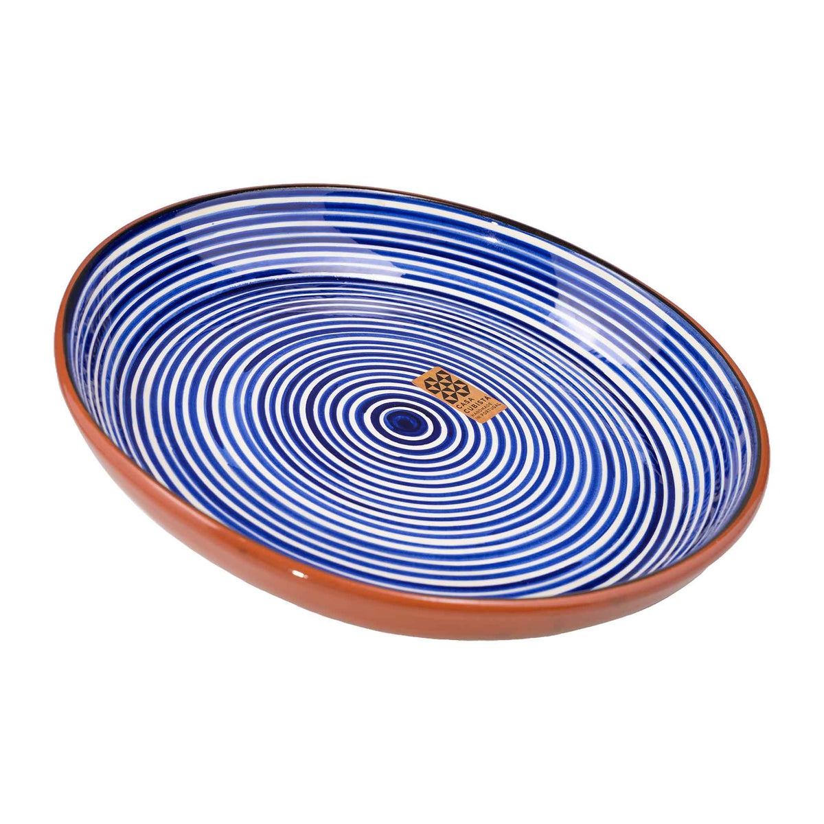 Keramikschale groß fine stripes blue