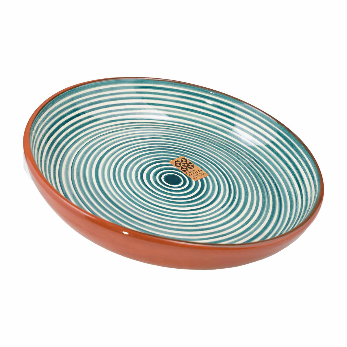 Keramikschale groß fine stripes teal