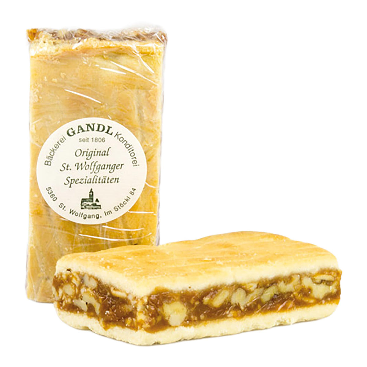 Gandl Nuss Schnitte mit Walnuss-Karamell-Füllung