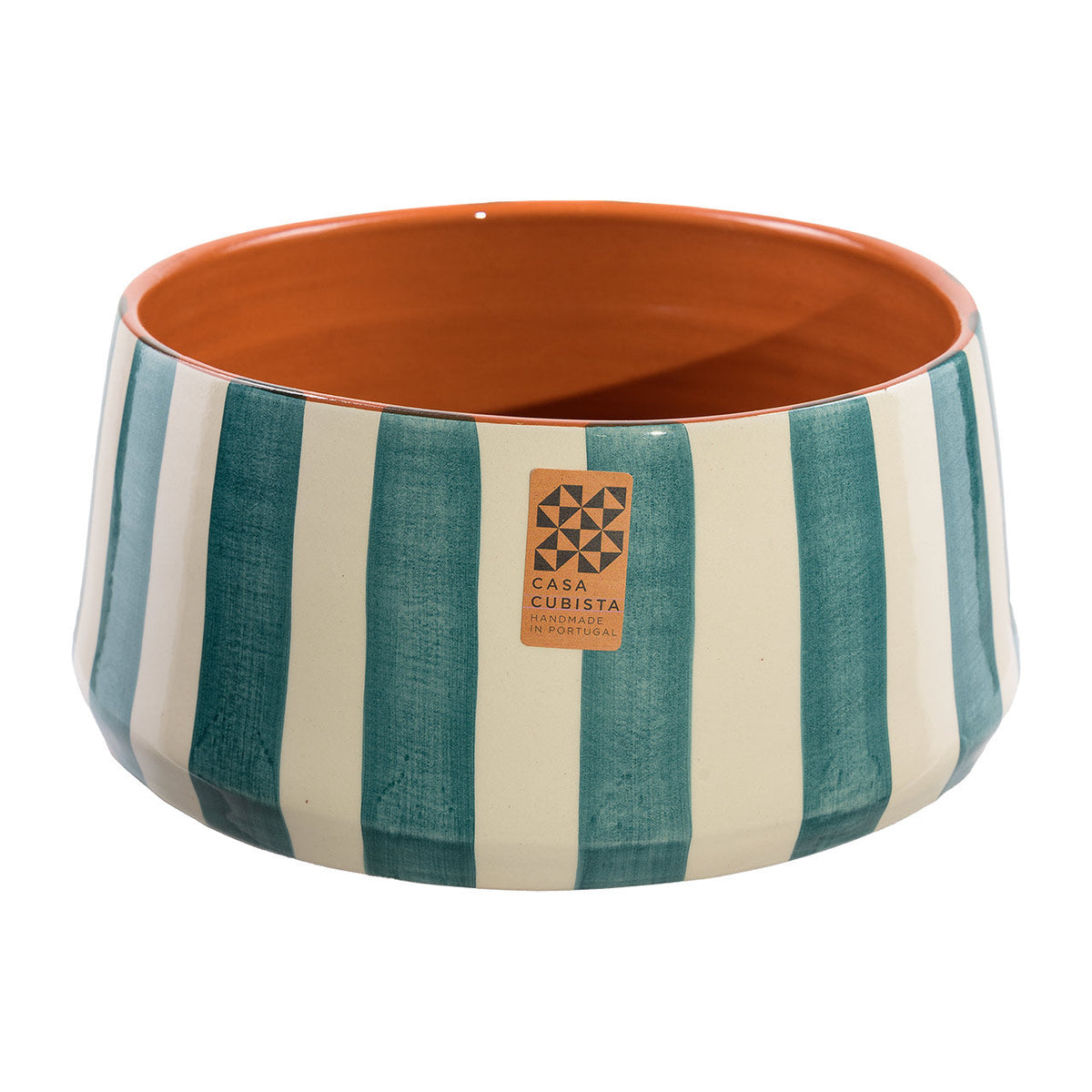 Keramikschale hoch bold stripes teal