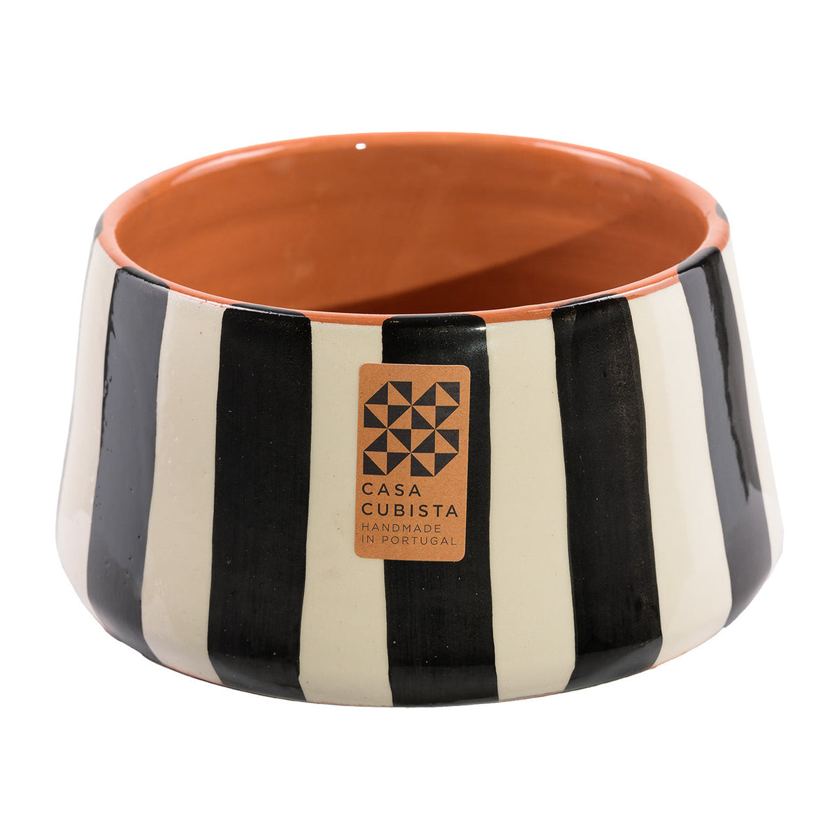 kleine Keramikschale hoch bold stripes black