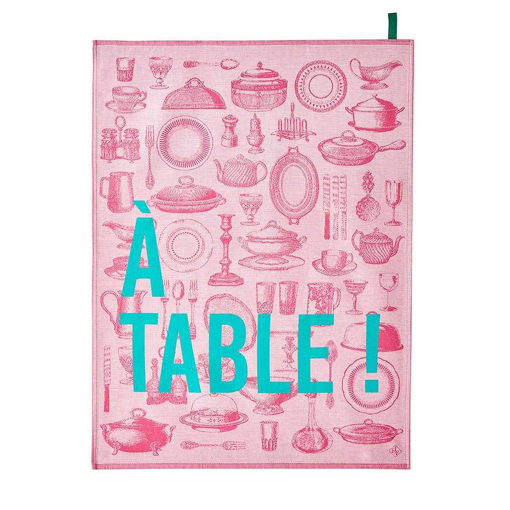 Le Jacquard Francais Geschirrtuch A table rosa