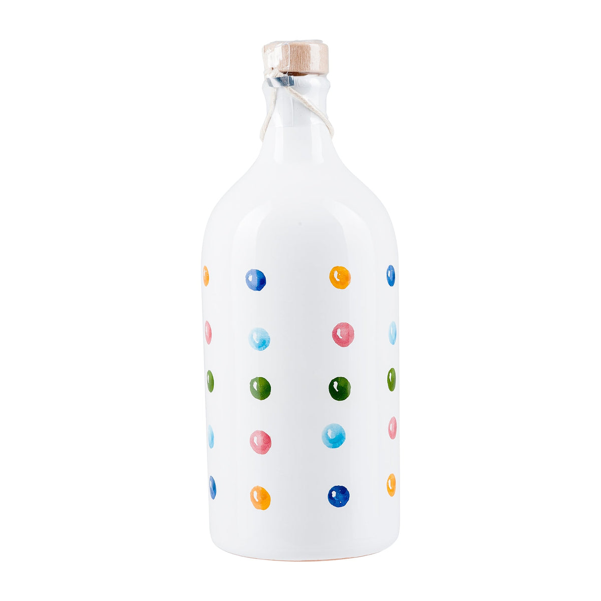 Muraglia Olivenöl Keramikflasche bunte Punkte