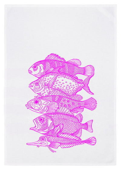 Tea towel – Fish – neon pink