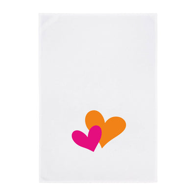 Tea towel – Hearts – Pink-orange