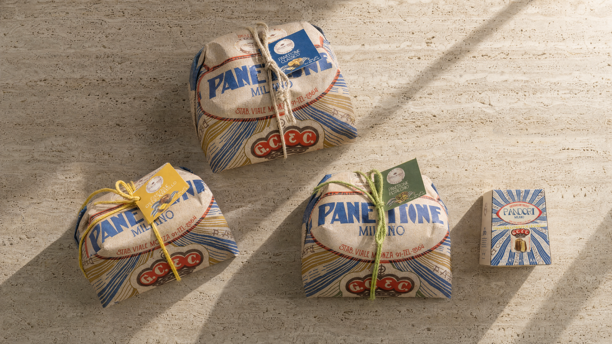 Panettoni und Pandorino von Breramilano 1930 auf Travertin