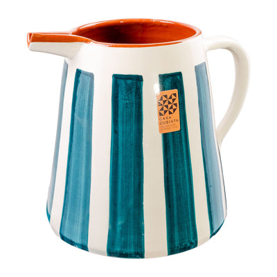 Keramikkrug 2l – bold stripes teal
