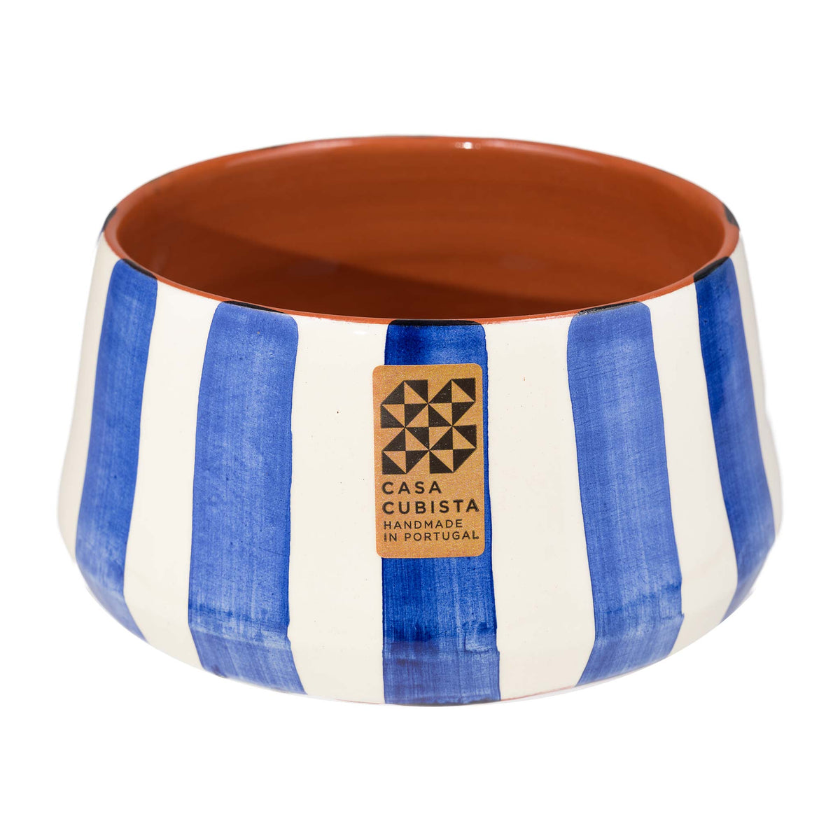kleine Keramikschale hoch  bold stripes blue