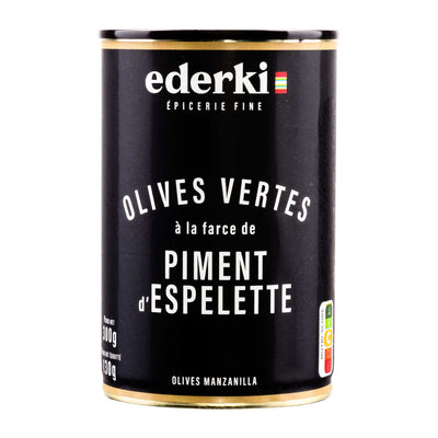 grüne Oliven mit Piment d'Espelette