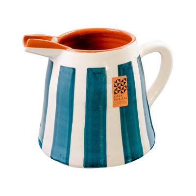 Keramikkrug 1l – bold stripes teal