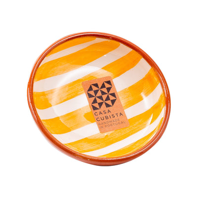 Small ceramic bowl – bold stripes tangerine