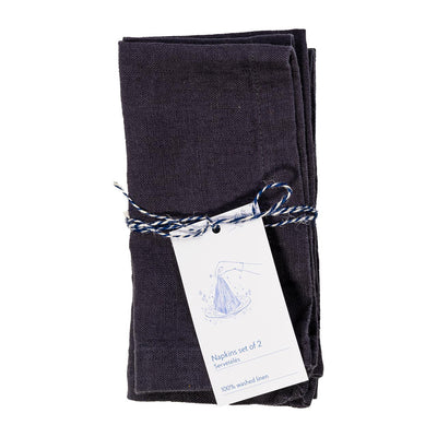 Leinen Servietten – Dark Grey – 2er Set