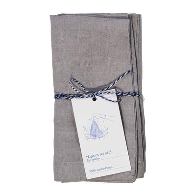 Leinen Servietten – Light Grey – 2er Set