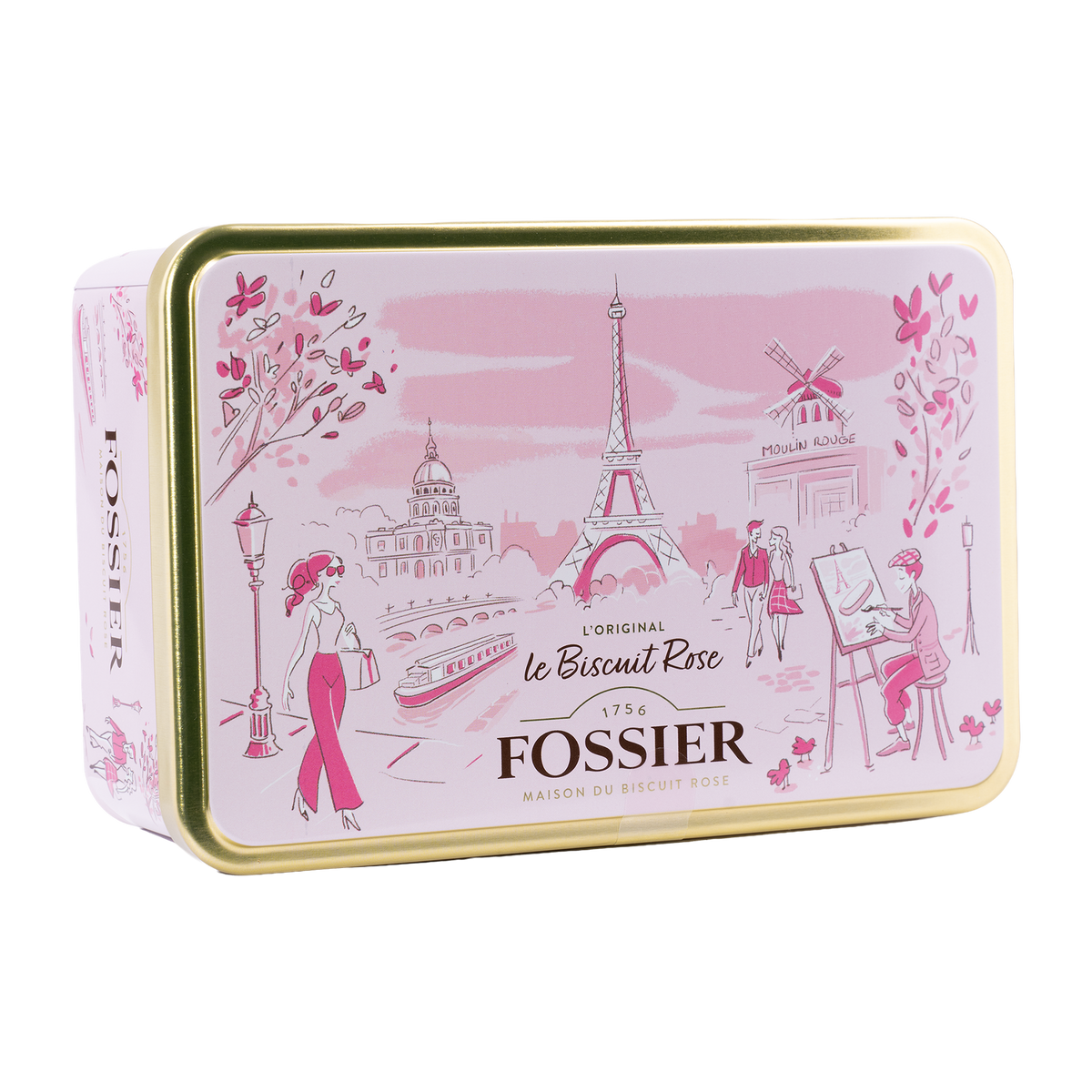 Maison Fossier Paris-Dose mit Biscuit Rose de Reims, Seitenansicht