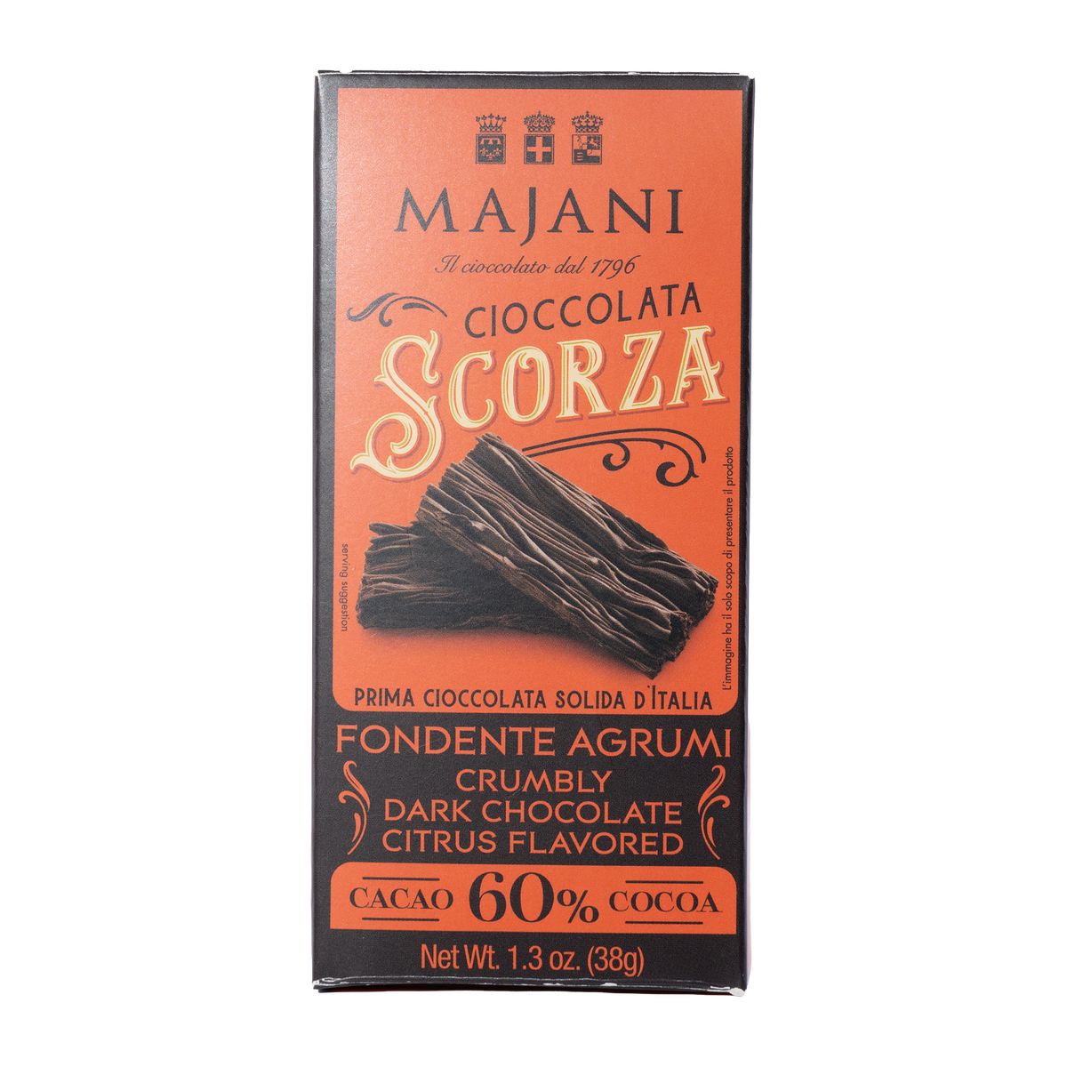 Majani Scorza Fondente Agrumi Borkenschokolade 38 g