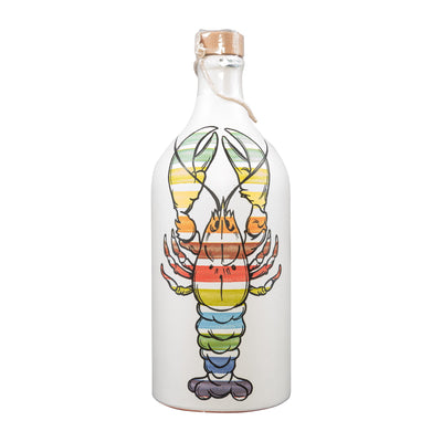 Olive oil ceramic bottle colorful lobster
