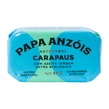 Papa Anzóis Stöcker in nativem Bio-Olivenöl extra, Dose in buntem Papier