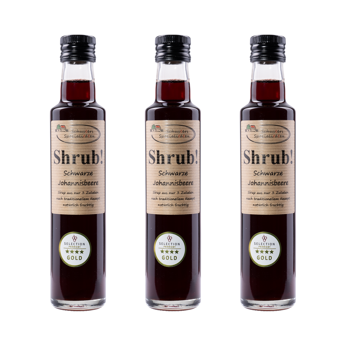 Shrub Schwarze Johannisbeere Sirup — 3× 250 ml